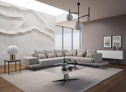 Polstermöbel Grau Sofa Couch L-Form Design Ecksofa Neu Wohnzimmer Couchtisch